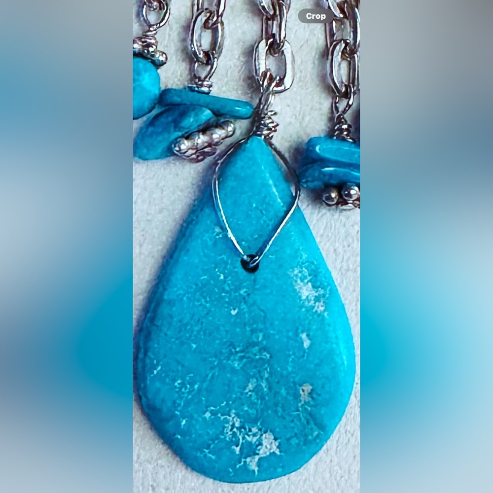 Silver and Turquoise Pendant Necklace - Picture 2 of 8